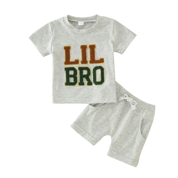 Kids Toddler Boys Shorts Set Casual Short Sleeve Letter Embroidery Tops Shorts Set Two Piece Clothes Set Summer Outfits,Size 6 Months 12 Months