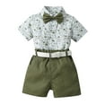 thumbnail image 1 of Kids Toddler Boys Shorts Set Casual Short Sleeve Shirt Tops Shorts With Tie Belt Gentleman Two Piece Clothes Set Summer Outfits,Size 3 Years 4 Years, 1 of 7