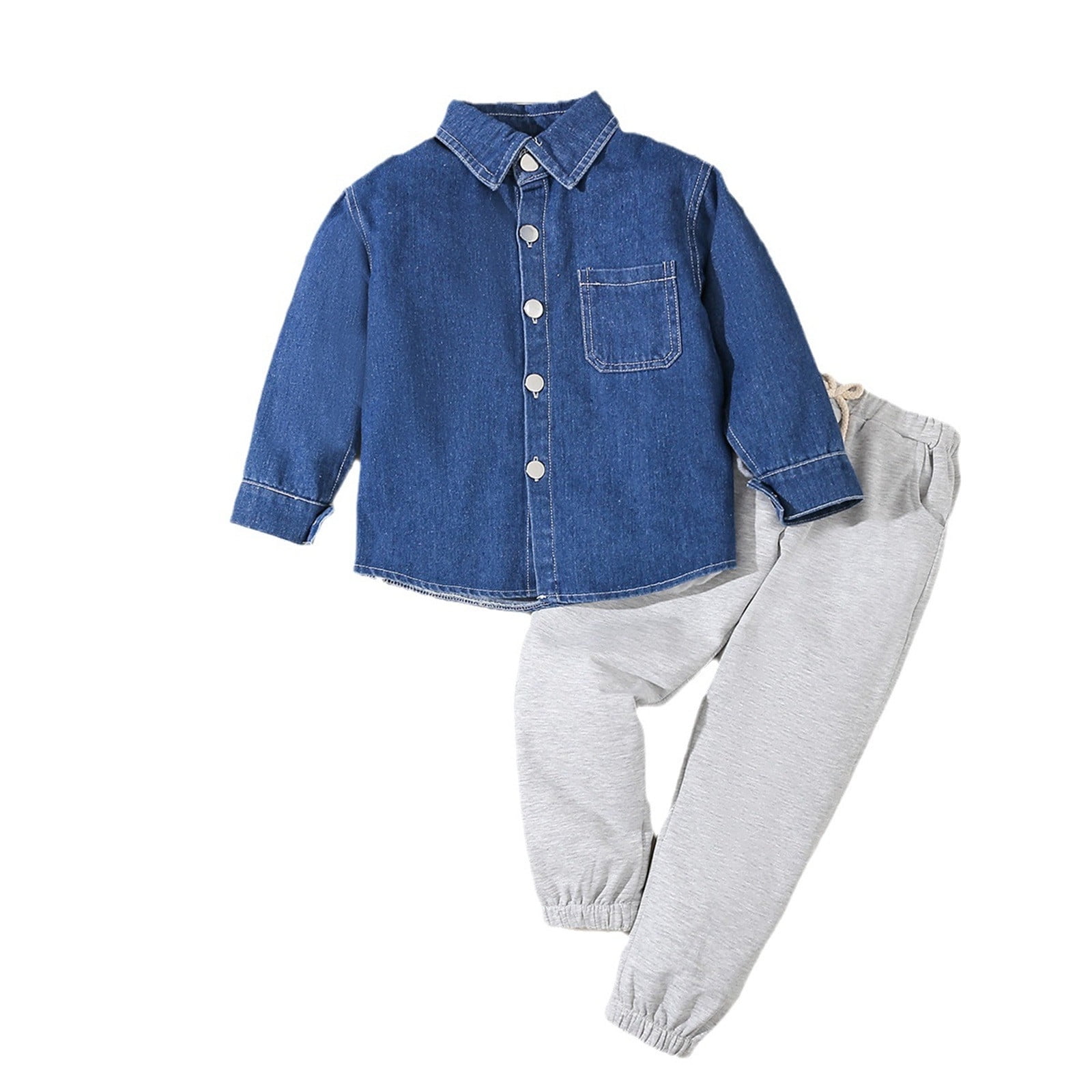 Kids Toddler Boys Shorts Set Casual Sweatsuit Long Sleeve Lapel Button Down Shirt + Sweatpants Fall Winter Set Two Piece Clothes Set Summer Outfits,Size 7 Years 8 Years