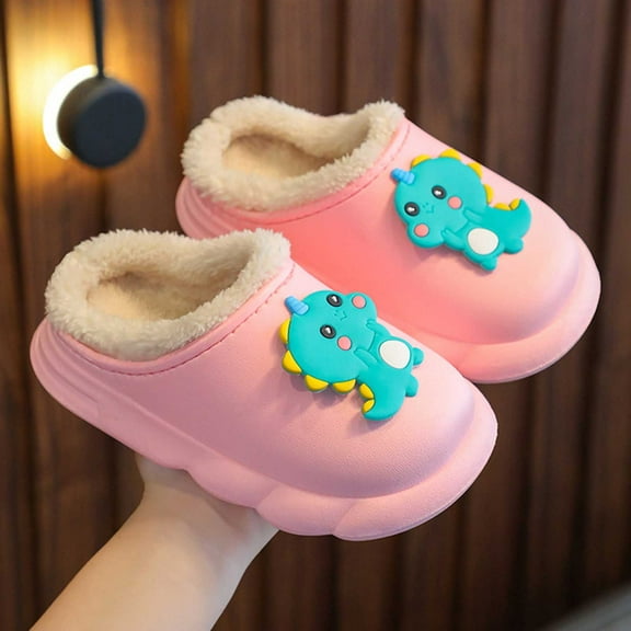 Kids Toddler Boys Winter Slippers Girls Closed Toe Slippers Girls -On Slippers -On Boys Warm Lined Slippers Indoor Slippers for Girls New Year Gifts for Boys 9-9.5 Years