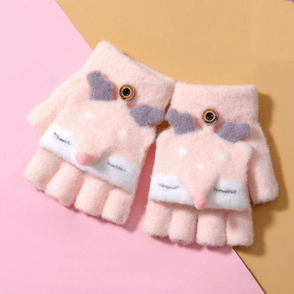 Kids Toddler Children Winter Gloves Children's Plush Gloves For Winter Warmth Thickened Plush Comfortable Gloves 4-8 Years