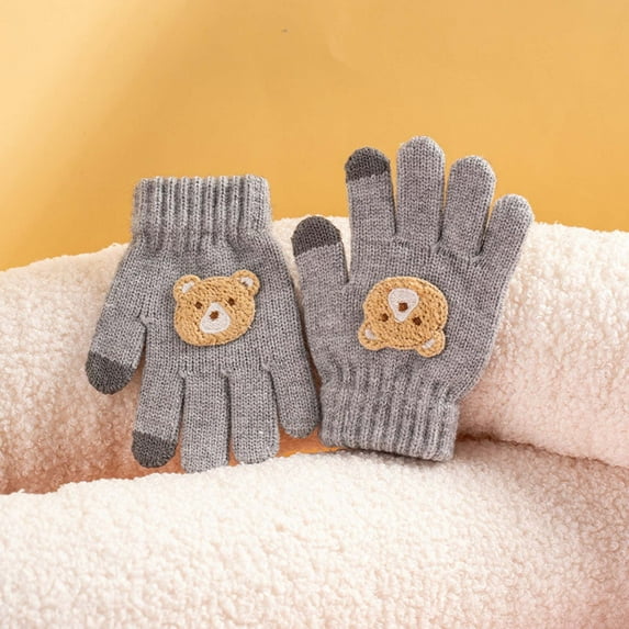 Kids Toddler Children Winter Gloves Childrens Gloves For Winter New Styles For Boys And Girls Bears For Cold Protection And Warmth Babys Five Finger Yarn Knitted Gloves