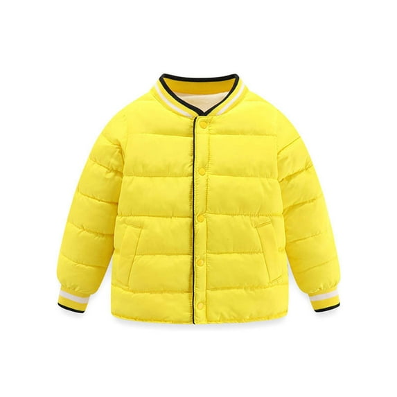 Kids Toddler Down Jacket Collarless Button Up Thick Sherpa Fleece Lined Warm Winter Coats for Boys Girls 1-10T (8-10 Years, Yellow)