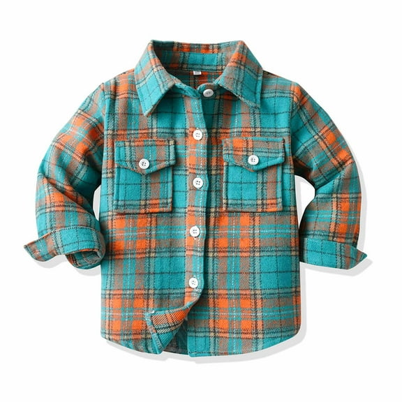 Kids Toddler Flannel Shirt Jacket Plaid Long Sleeve Shacket Baby Boys Girls Fall Shirt Coat Outwear