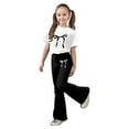 thumbnail image 1 of Kids Toddler Girl Clothes Bow Print Short Sleeve Shirts Pants 2Pcs Fall Winter Outfits Set Black 7 Y-8 Y, 1 of 5