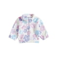 thumbnail image 1 of Kids Toddler Girl Fleece Jacket 6 12 18 24 Months 2T 3T 4T Lightweight Floral Print Winter Warm 1/2 Zipper Long Sleeve Pullover for Infant Fall Outwear, 1 of 9
