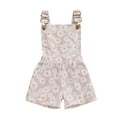 thumbnail image 1 of Kids Toddler Girl Summer Outfit Floral Print Overalls Jumpsuit Sleeveless Romper Bib Shortalls Suspender Shorts Pants, 1 of 7