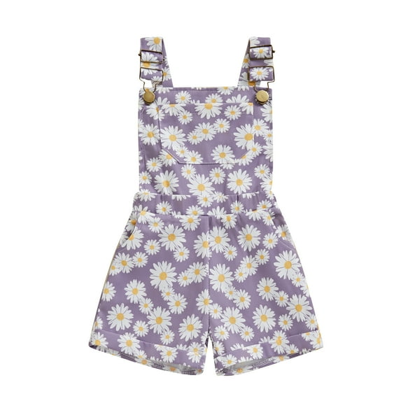 Kids Toddler Girl Summer Outfit Floral Print Overalls Jumpsuit Sleeveless Romper Bib Shortalls Suspender Shorts Pants