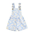 thumbnail image 1 of Kids Toddler Girl Summer Outfit Floral Print Overalls Jumpsuit Sleeveless Romper Bib Shortalls Suspender Shorts Pants, 1 of 7