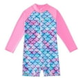thumbnail image 1 of Kids Toddler Girl Swimsuit Rashguard Long Sleeve One-Piece Zipper Front Swimwear, 1 of 9