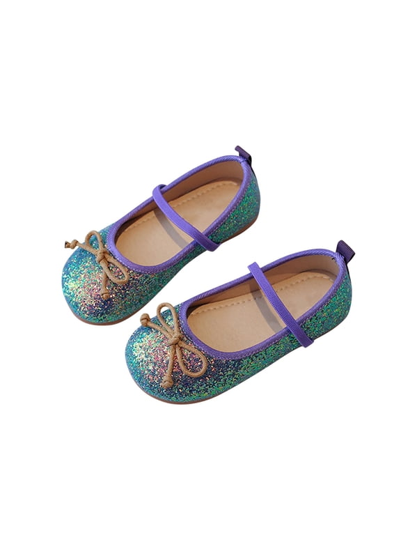 Kids Toddler Girls Ballerina Flat Glitter Sequin Dance Training Slippers Princess Dress Shoes School Kindergarten