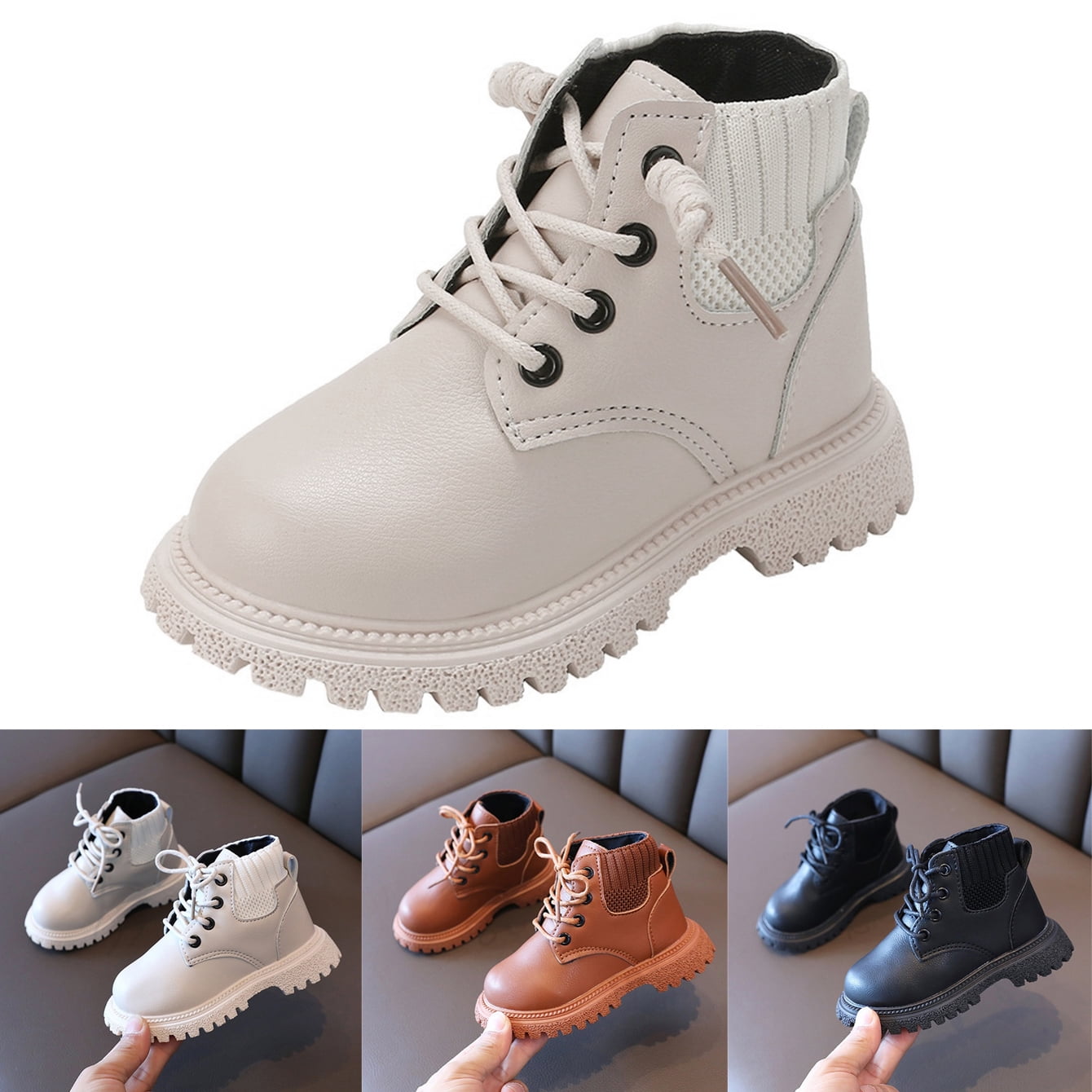 Kids' Boots - Athletic Kids Hiking Ankle Boots Sneakers - Lace-Up Velcro All-Season Shoes