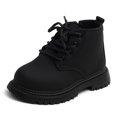 thumbnail image 1 of Kids Toddler Girls Boys Zipper Frosted Leather Round Toe Lace Up Ankle Boots Non-Slip Waterproof Comfort Work Boot, 1 of 8