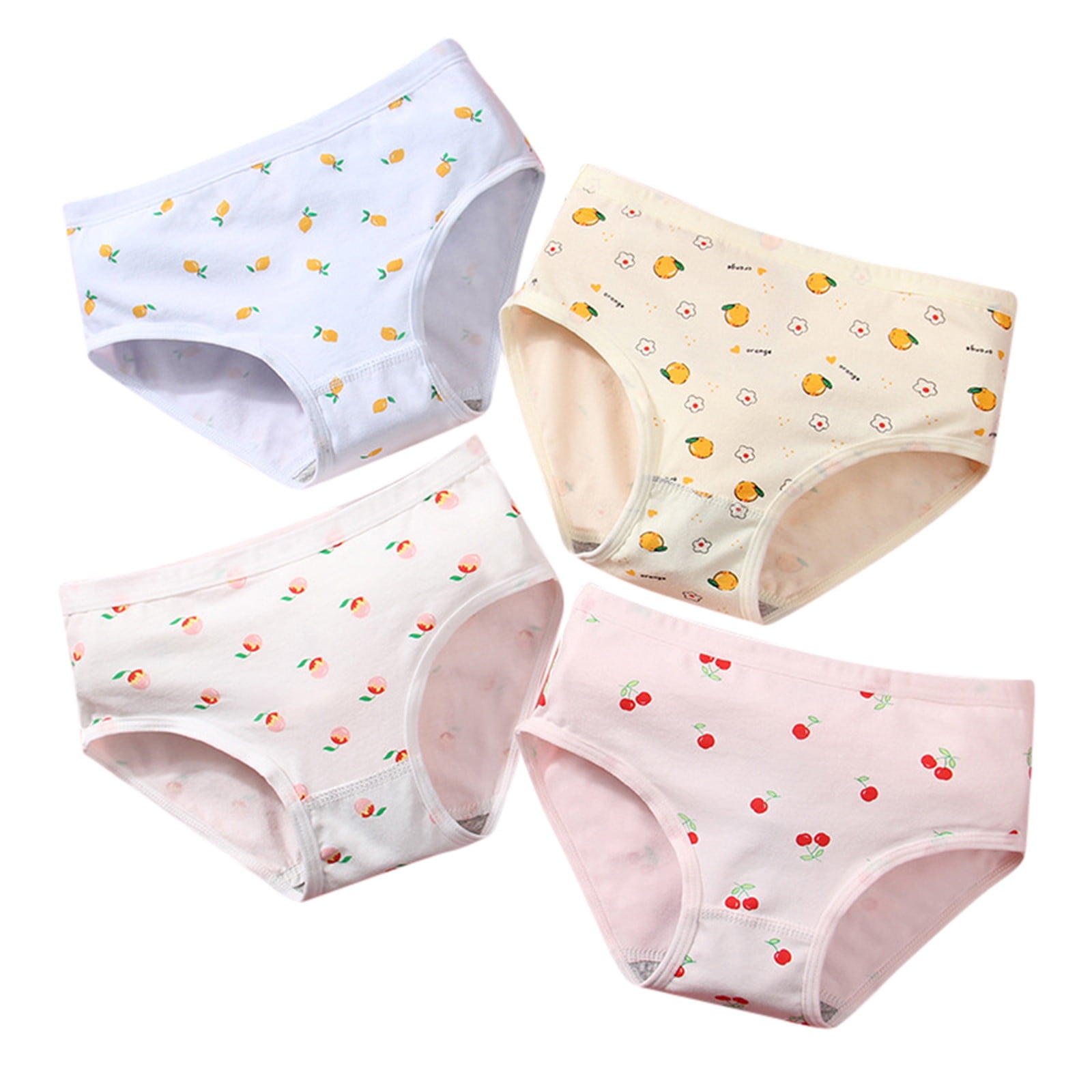 Kids Toddler Girls Cotton Underpants Cute Fruits Print Underwear Shorts  Pants Briefs Trunks 4PCS Size 14 Girls Clothes 