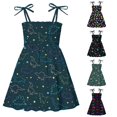 thumbnail image 1 of Kids Toddler Girls Dress Dinosaur Print Tie Strap Sleeveless Smocked Bodice Summer Dresses for Beach Vacation Casual Boho Sundress, 1 of 3