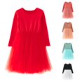 thumbnail image 1 of Kids Toddler Girls Dress Long Sleeve Crew Neck Tulle Patchwork Skater Dresses for Casual Vacation Outing Cute Princess Dress, 1 of 4