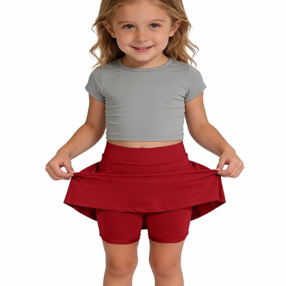 Kids Toddler Girls Ruffle Hem Skort Shorts Skirt 7-8 Years