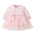 thumbnail image 1 of Kids Toddler Girls Solid Spring Winter Lace Long Sleeve Warm THick Tulle Princess Dress Clothes, 1 of 4