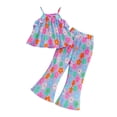 thumbnail image 1 of Kids Toddler Girls Summer Clothes Butterfly Print T-Shirt + Belted Denim Jeans Shorts 3PCS Outfits Girls Summer Set 3-10 Years,3-4 Years, 1 of 6