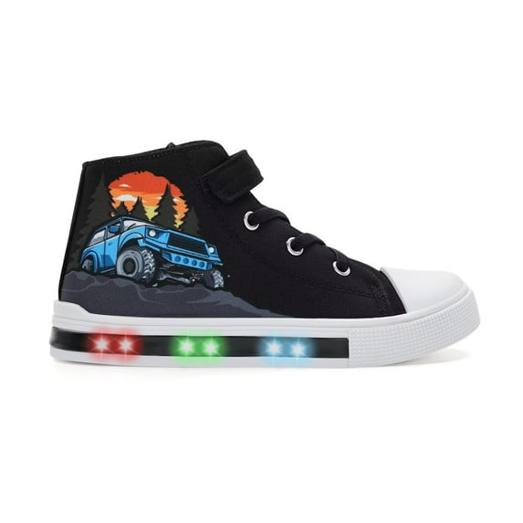 EUXTERPA Boys Car Sneakers Light Up Flashing Shoes Kids Easy Fasten High Top Canvas Sneaker Toddler Size 9