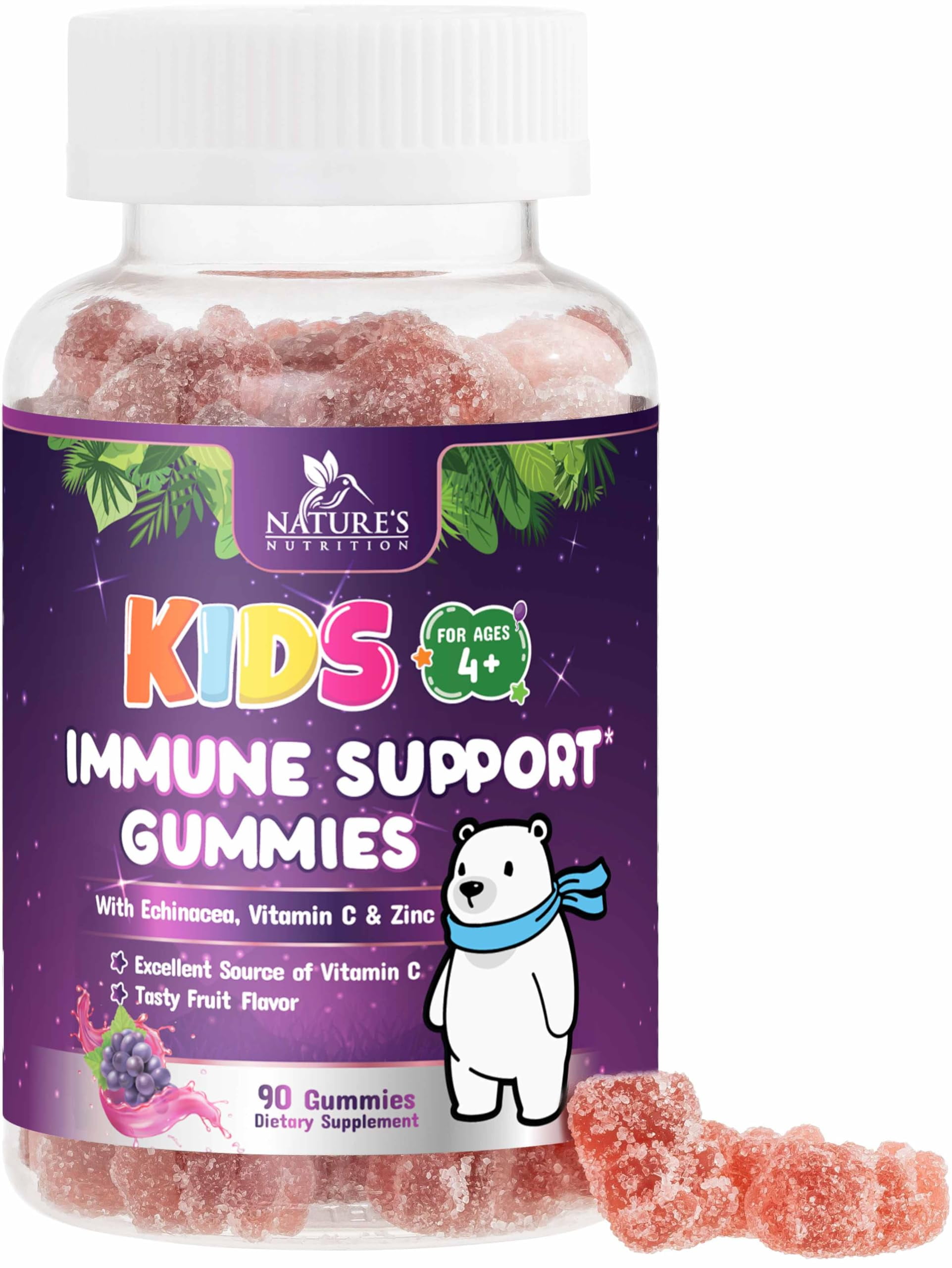 Kids & Toddler Immune Support Gummies with Vitamin C, Zinc & Echinacea