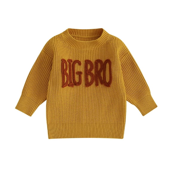 Kids Toddler Knit Sweater 6M 12M 24M 3Y 4Y 5Y 6Y Big Bro Letter Embroidery Long Sleeve Knitted Sweatshirt Fall Winter Clothes