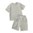 thumbnail image 1 of Kids Toddler Pajamas Set Solid Pullover Shirts With Shorts Summer Girls Outfit Boy Pajamas Size 6-7 Years, 1 of 9