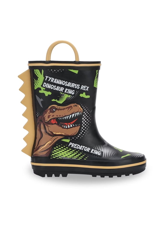 Toddler Rain Boots for Boys Waterproof Kids Dinosaur Rubber Boots with Easy On Handles Toddler Size 10