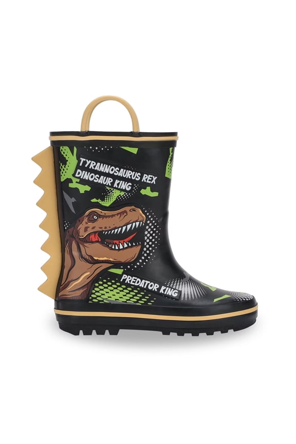 Toddler Rain Boots for Boys Waterproof Kids Dinosaur Rubber Boots with Easy On Handles Toddler Size 8