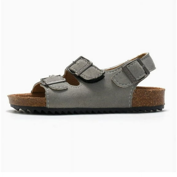 Kids Toddler Sandals Boys Girls Cork Footbed Sandal Comfort Double Buckle Slip On Slippers with Adjustable Back Strap