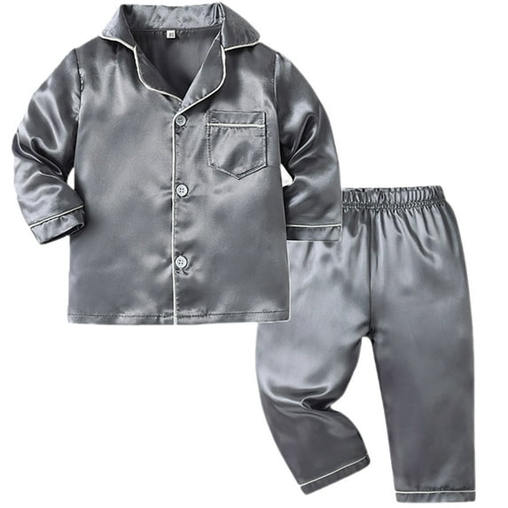 Kids Toddler Satin Silk Pajamas Sets Long Sleeve Long Pants Fall Sleepwear Outfits Casual Jackets for Toddler Girls