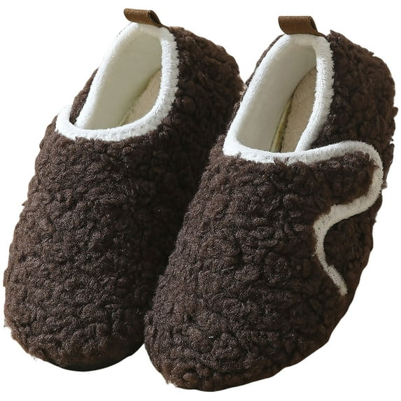 Kids Toddler Slippers Boys Girls Indoor Fuzzy House Shoes Winter Casual Slip on Barefoot Walking Shoes Lightweight Sneakers Coffee 13 Little Kid