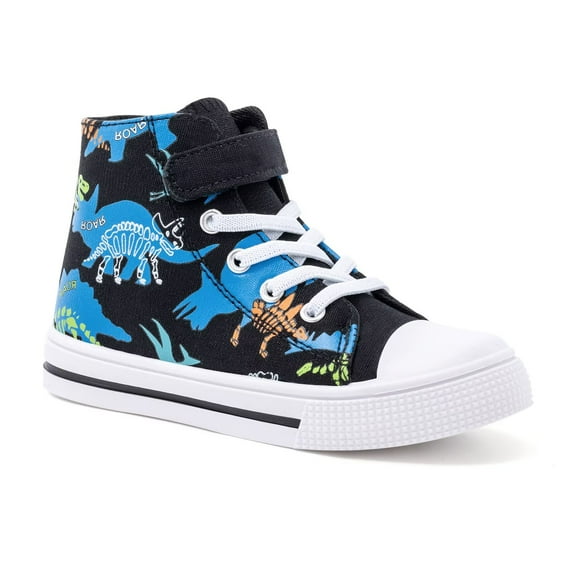 FUNCOO PLUS Toddler Kids Sneakers Boys High Top Canvas Shoes, Dinosaur, Size 1