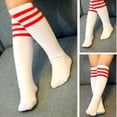 thumbnail image 1 of Kids Toddler Soccer Socks Knee High Tube Socks Three Stripes Cotton Cute Sport Stocking for Boys Girls, 1 of 7