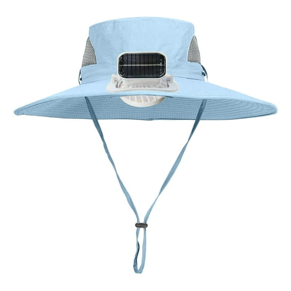Kids Toddler Sun Hat with Solar Fan Wide Brim Sun Hat Adjustable Fan Cap with Neck Flap UPF 52+ for Boys Girls Swim Beach Outdoor, Solar and USB Powered