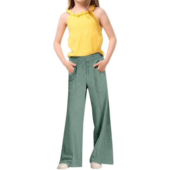 Kids Toddler Sweatpants Oversized Wide Leg Pants Girls Girls Light Green Sweatpants Baggy Pants Kids Clothes Girls 12-13 Years