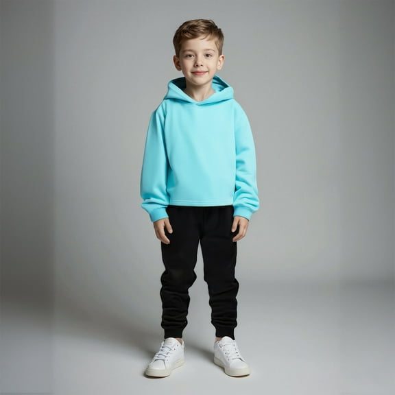Kids Toddler Sweatsuit 2 Piece Long Sleeve Blue Sweatshirt Sweatpants Warm Fall Winter Clothes Girls Jogger Set2-3 Years Boys Girls Fashion