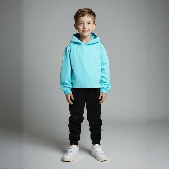 Kids Toddler Sweatsuit 2 Piece Long Sleeve Blue Sweatshirt Sweatpants Warm Fall Winter Clothes Girls Jogger Set2-3 Years Boys Girls Fashion