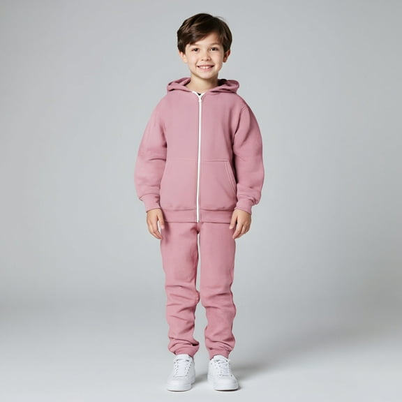 Kids Toddler Sweatsuit 2 Piece Long Sleeve Full Zip Up Pink Hoodie Sweatshirt and Jogger Pants Fall Clothes Girls' Clothing Sets4-5 Years Boys Girls Fashion