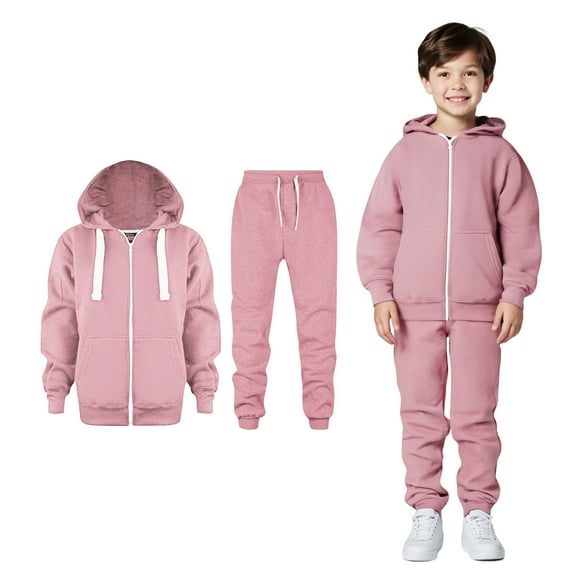 Kids Toddler Sweatsuit 2 Piece Long Sleeve Full Zip Up Pink Pullover Hoodie Sweatshirt Leggings Pants Winter Clothes Hoodie Set7-8 Years Boys Girls Fashion