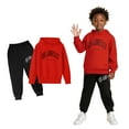 thumbnail image 1 of Kids Toddler Sweatsuit 2 Piece Long Sleeve Letter Graphic Pullover Hoodie and Active Jogger Pants Warm Fall Winter Clothes 9-10 Years Boys Clothes, 1 of 5