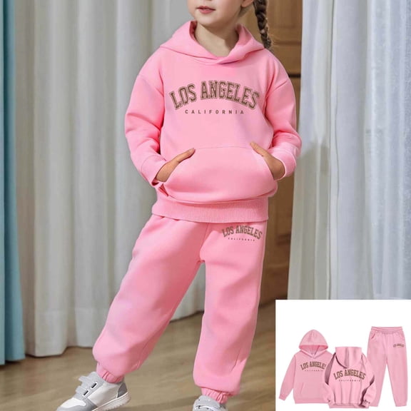 Kids Toddler Sweatsuit 2 Piece Long Sleeve Letter Printing Pink Tracksuit Hoodie and Active Jogger Pants Fall Clothes Girls Size 2T Clothes