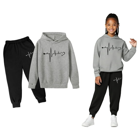 Kids Toddler Sweatsuit 2 Piece Long Sleeve Printed Pullover Hoodie Sweatshirt Sweatpants Fall Clothes Boys 12-13 Years Clothes Boys Girls Fashion