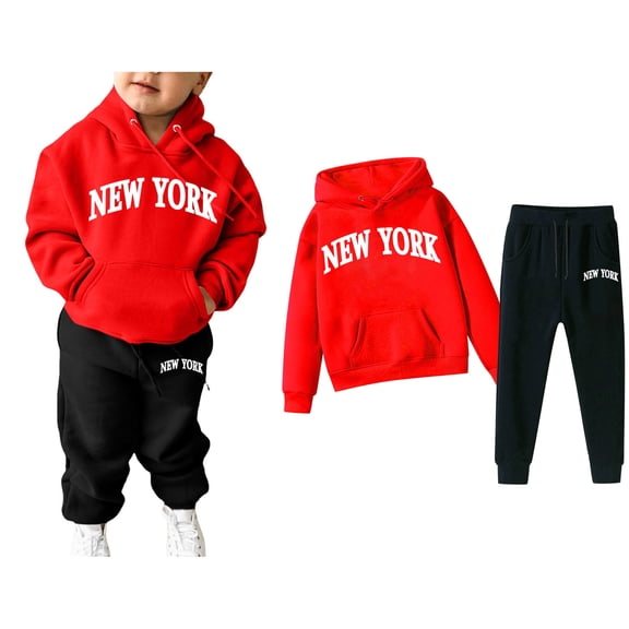 Kids Toddler Sweatsuit 2 Piece Long Sleeve Printed Soft Hoodie Jogging Pants Fall Winter Clothes Kids Clothes Boys Size 11-12 Years Boys Girls Fashion