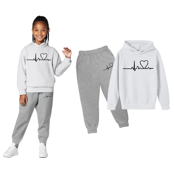 Kids Toddler Sweatsuit 2 Piece Long Sleeve Printed Tracksuit Pullover Hoodie and Active Jogger Pants Fall Clothes Tween Clothes 12-13 Years Boys Girls Fashion