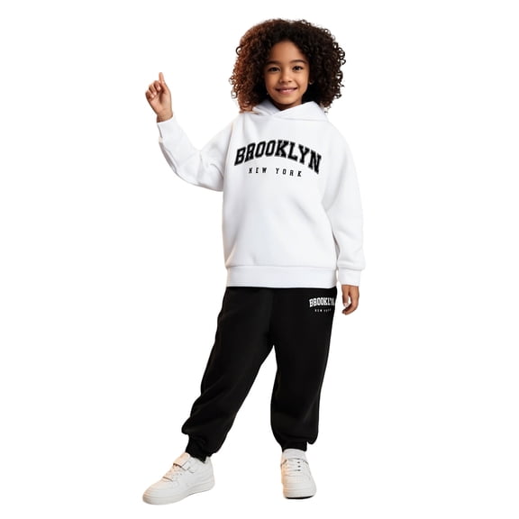 Kids Toddler Sweatsuit 2PC Long Sleeve Letter Graphic Hoodie Sweatshirt Sweatpants Winter Clothes Clothes for Girls 7-8 Years