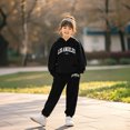 thumbnail image 1 of Kids Toddler Sweatsuit 2PC Long Sleeve Letter Printing Black Basic Hoodie Leggings Pants Fall Clothes Girls Jogger Set 2T, 1 of 5