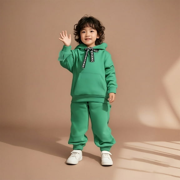 Kids Toddler Sweatsuit 2PC Long Sleeve Light Blue Basic Hoodie Sweatpants Set Fall Clothes Clothes for Teen Girls 2-3 Years Trendy Boys Girls Fashion