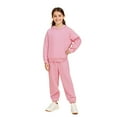 thumbnail image 1 of Kids Toddler Sweatsuit 2PC Long Sleeve Pink Hooded Sweatshirt and Active Jogger Pants Warm Fall Winter Clothes 8-9 Years Old Girl Clothes Boys Girls Fashion, 1 of 4