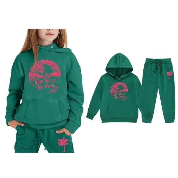 Kids Toddler Sweatsuit 2PC Long Sleeve Printed Hoodie Sweatshirt and Active Jogger Pants Fall Clothes Toddler 2-3 Years Boys Clothes Boys Girls Fashion